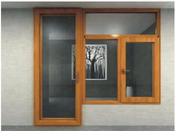 Wood Grain Aluminum Swing Doors , Exterior Glass Swing Door Low E Glazed